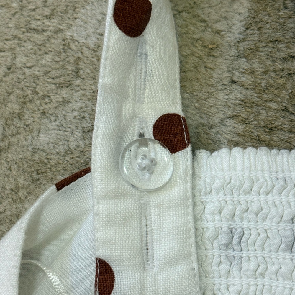 Abercrombie & Fitch BNWOT white brown polka dot crop front tie tank top women L - Picture 6 of 12